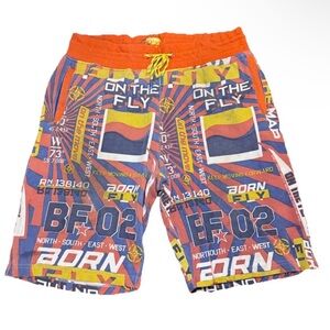 Born Fly Men's Orange Graphic Athletic Shorts
